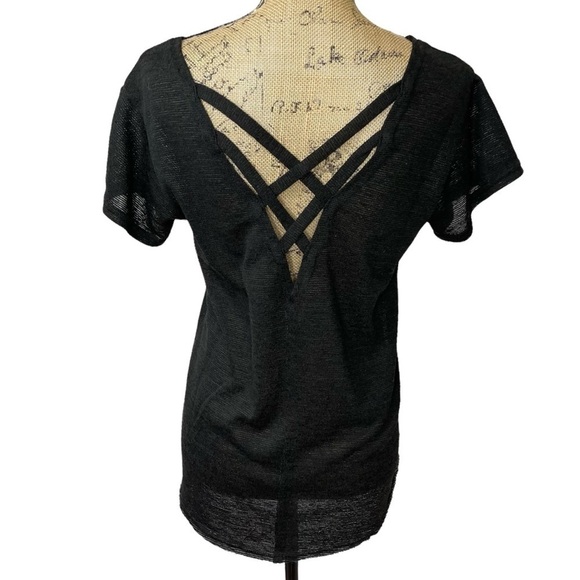 Very J Boutique Criss Cross Back Raw Hem Boho Top - Picture 2 of 12